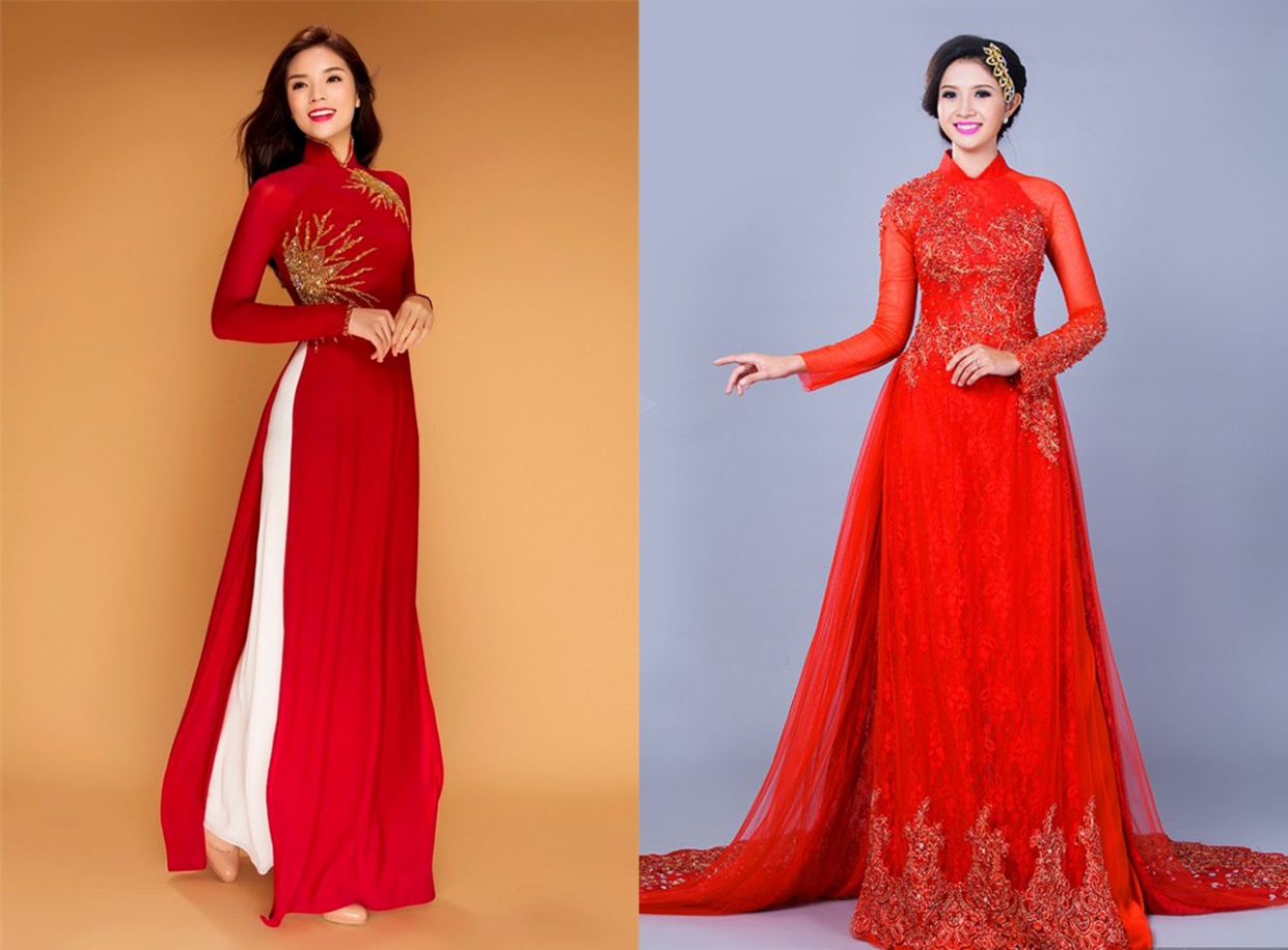 Vietnamese Ao Dai Dress Short Sleeves Aodaistyle – aodaistyle